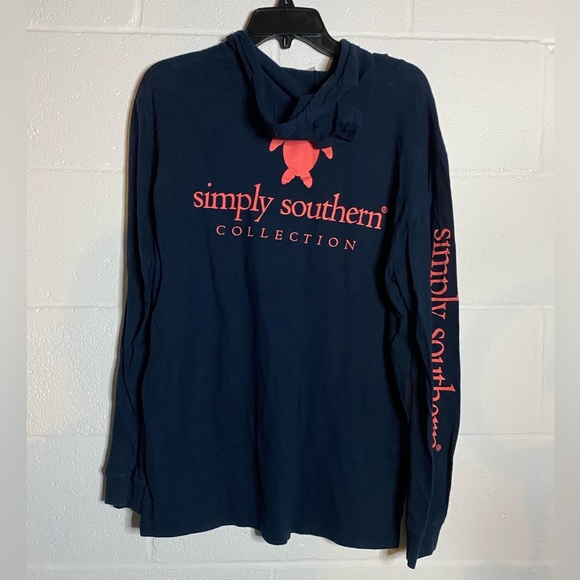 Pink and navy blue simply southern hooded Longsleeve large - Picture 1 of 4